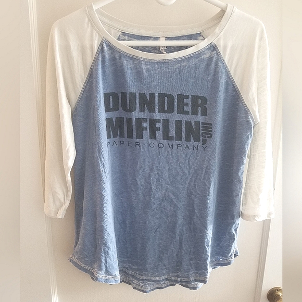 U.S. Apparel | Blue & White Dunder Mifflin Baseball Tee